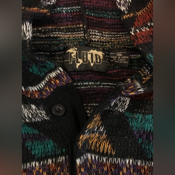 RARE FLUID International Retro Geometric Knit Hooded Sweater - XL - Picture 3 of 8